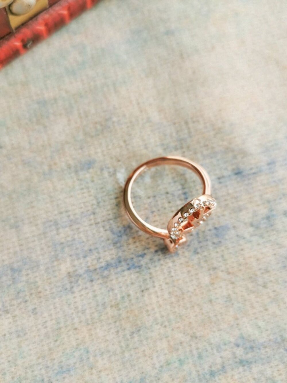 Michael Kors Monogram Logo Crystal open ring size 6 #6 - Rose Gold - Picture 3 of 3